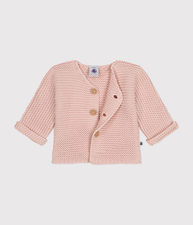 Cardigan in tricot a punto legaccio per beb&egrave; rosa