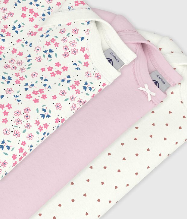 Set di body a maniche corte in cotone con stampa a fiori neonata multicolore