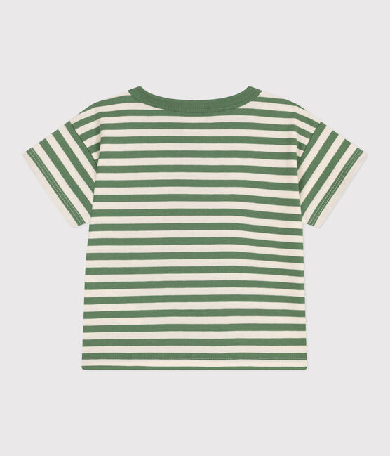 T-shirt a maniche corte in cotone a righe neonato verde PALMERAIE/ AVALANCHE