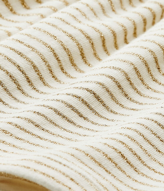 Abito-body per bebé femmina rigato bianco MARSHMALLOW/giallo DORE