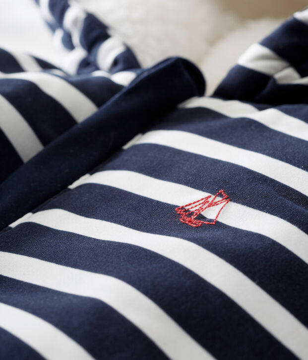 Tutina da pilota in microfibra a righe marinare per neonato blu/bianco