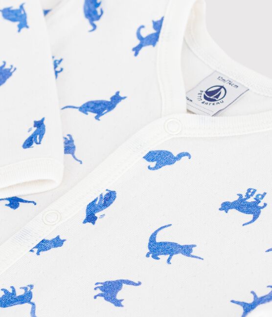 Pigiama in tubique con gatto stampato neonato bianco MARSHMALLOW/ CREPUSCULE