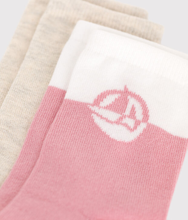2 paia di calzini in cotone con logo bambina multicolore