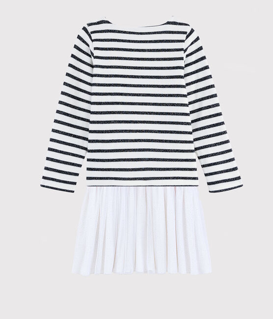 Abito maniche lunghe bambina bianco MARSHMALLOW/ SMOKING ARGENT BRILLANT