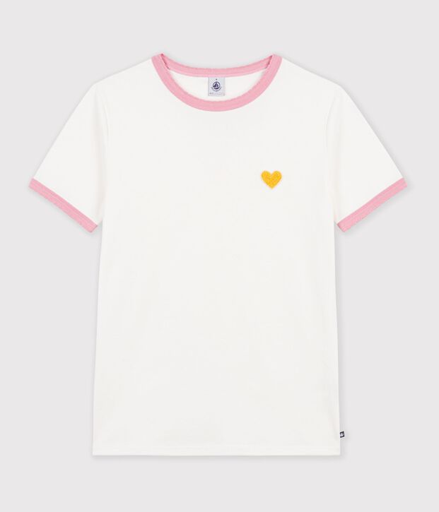 Tee-shirt femme en coton manches courtes uni bianco