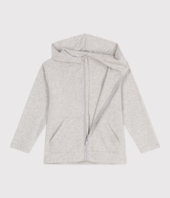 Felpa con cappuccio e cerniera in cotone tinta unita bambino grigio BELUGA CHINE