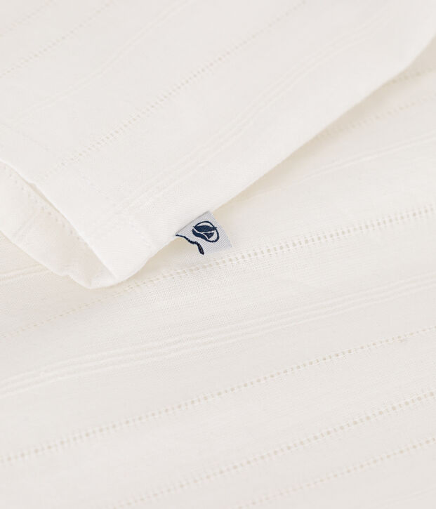 Blusa a maniche corte in cotone tinta unita bambina bianco