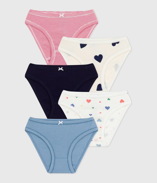 Set di slip in cotone con cuori stampati bambina multicolore