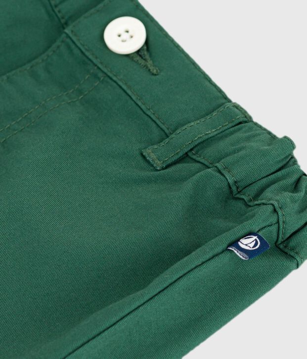 Shorts in serge di cotone tinta unita neonato verde