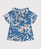 Blusa manica corta in popeline bebè blu BEACH/ MULTICO