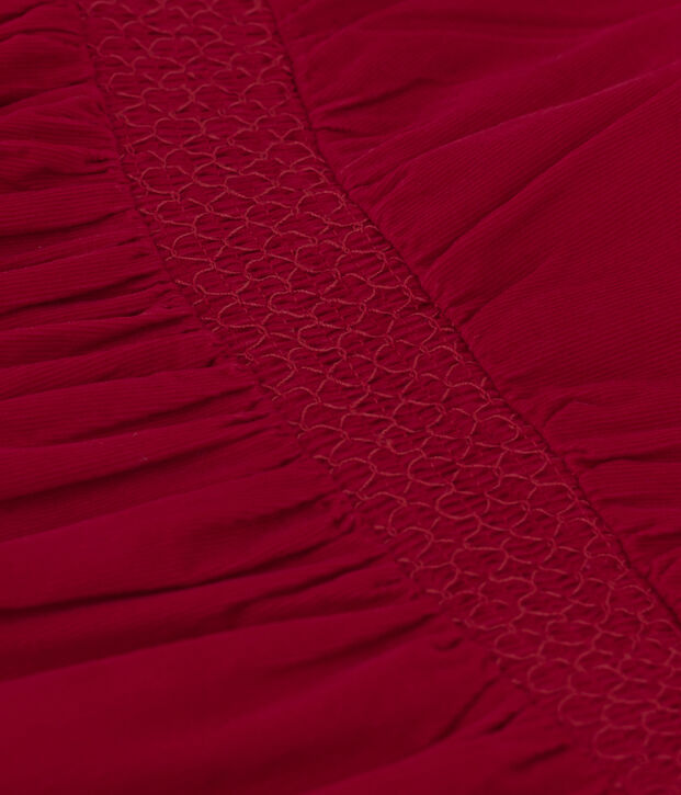 Abito maniche lunghe in velluto tinta unita bambina rosso