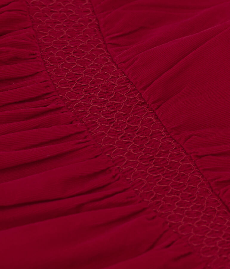 Abito maniche lunghe in velluto tinta unita bambina rosso CORRIDA