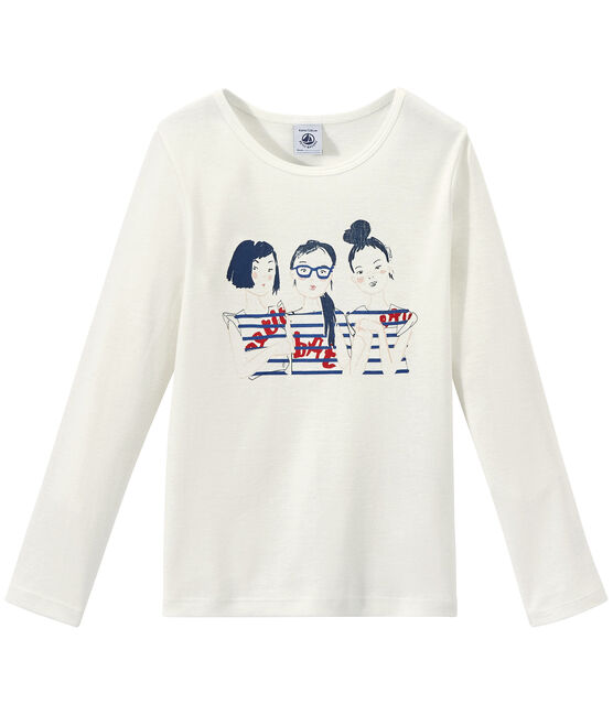 T-shirt bambina maniche lunghe serigrafata bianco MARSHMALLOW