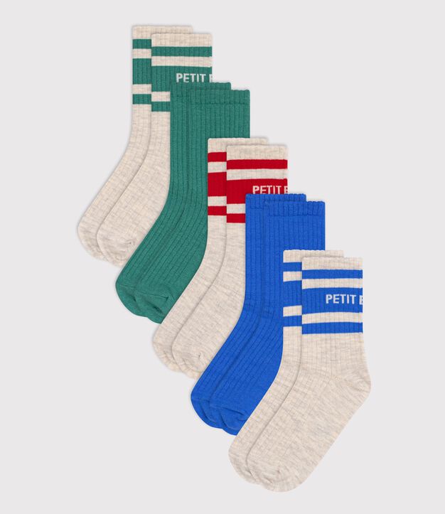 5 paia di calzini sportivi in cotone bambino multicolore