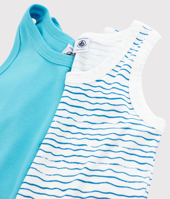 Confezione da 2 canottiere blu oceano bambino variante 1