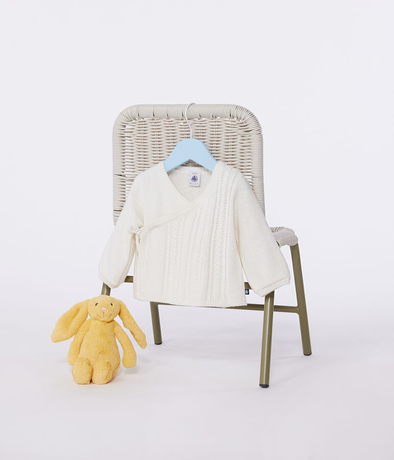 Cardigan in lana e cotone neonato bianco