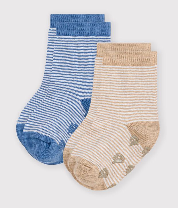 2 paia di calzini antiscivolo in cotone neonato multicolore