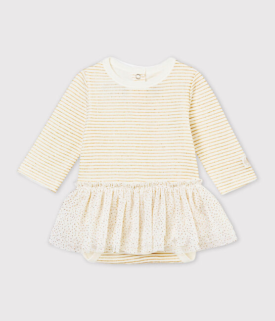Abito body per bebé femmina bianco MARSHMALLOW/giallo DORE