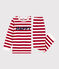 Pigiama bambino unisex in ciniglia a righe STOP/ MARSHMALLOW