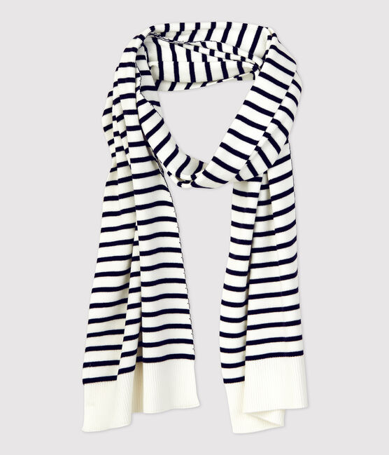 Sciarpa a righe in cotone Donna/Uomo bianco MARSHMALLOW/blu SMOKING
