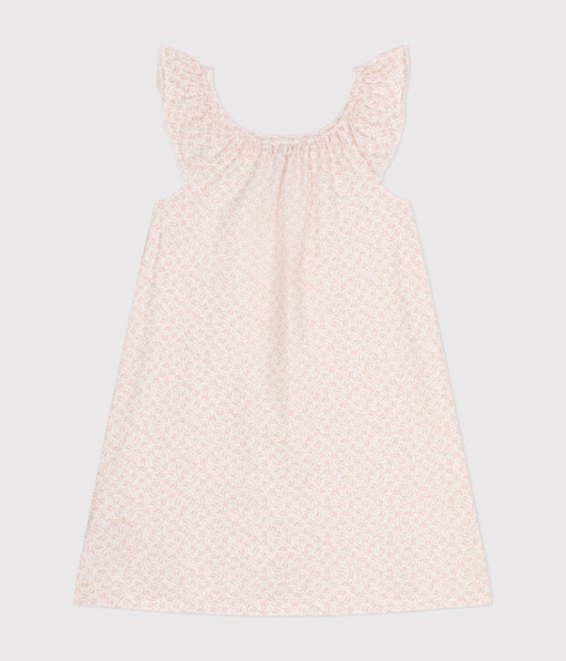 Camicia da notte in cotone con motivo a fiori bambino bianco/rosa
