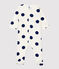 Tutina pigiama bebè a pois in cotone biologico bianco MARSHMALLOW/blu MEDIEVAL