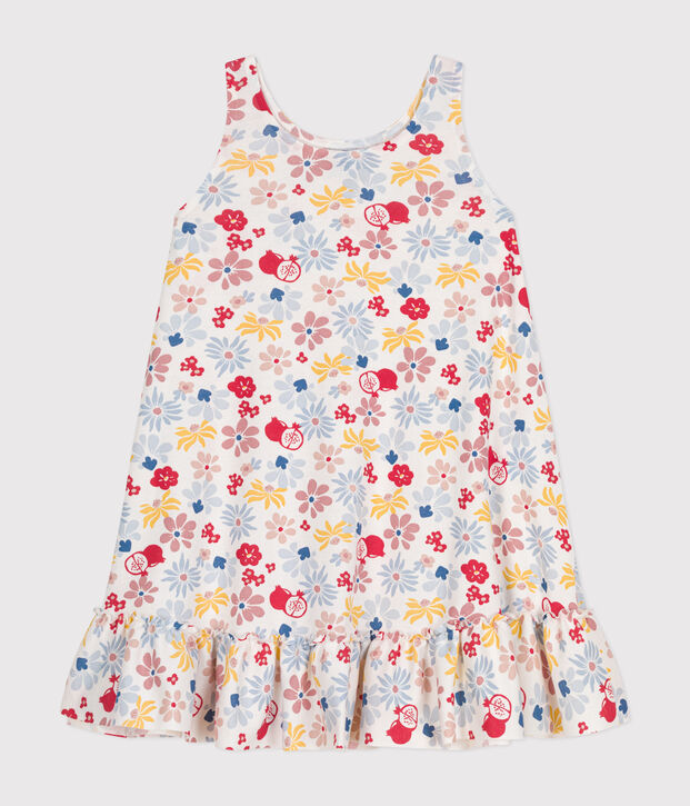 Abito senza maniche in cotone bambina bianco/multicolore