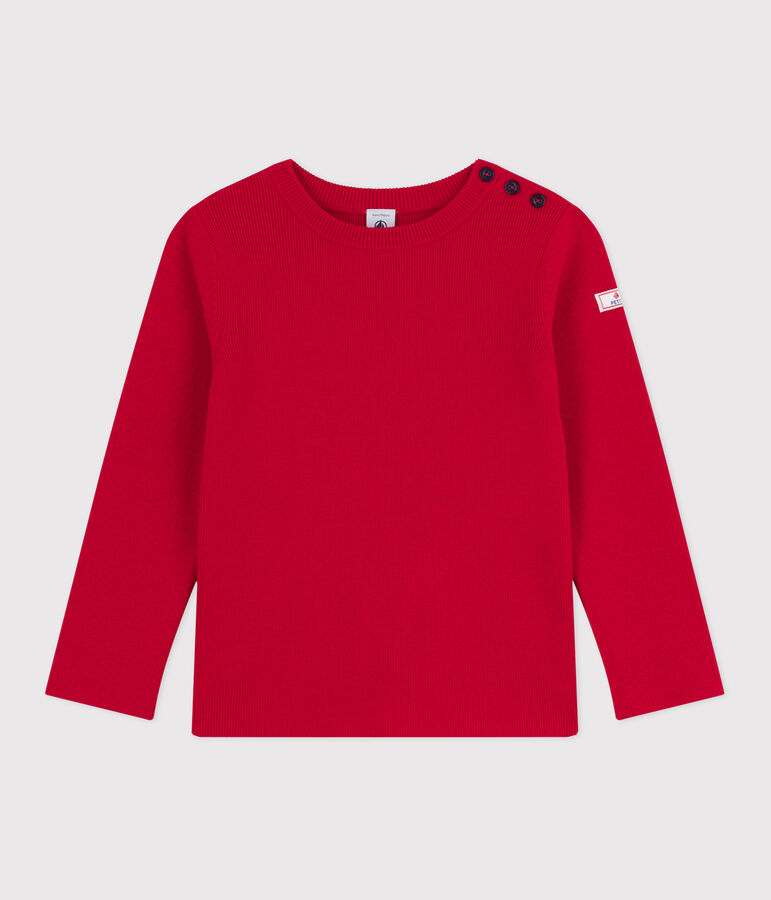 Pullover in misto lana e cotone tinta unita bambino rosso