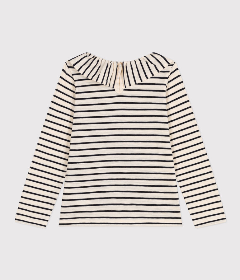 T-shirt maniche lunghe in jersey fiammato bambina bianco AVALANCHE/blu SMOKING