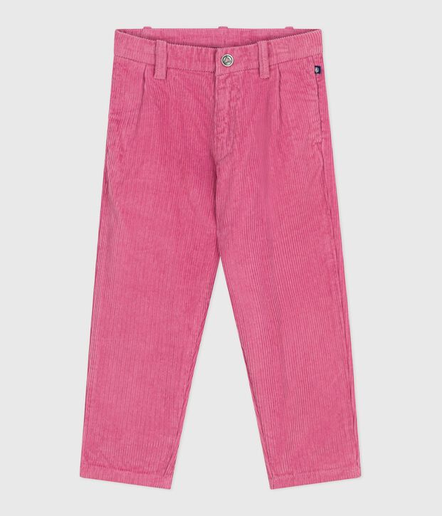 Pantaloni in velluto tinta unita bambina rosa