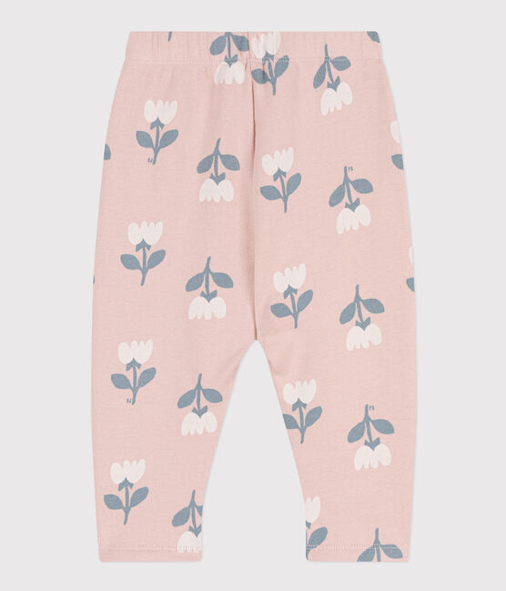 Pantaloni bebè felpati fantasia  rosa SALINE/bianco MULTICO