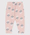 Pantaloni bebè felpati fantasia  rosa SALINE/bianco MULTICO