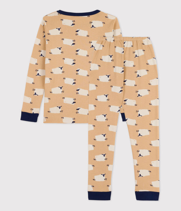 Pigiama snugfit bambina / bambino in cotone beige/multicolore