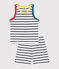 Pigiama corto con canotta in cotone a righe bambino bianco MARSHMALLOW/blu SMOKING