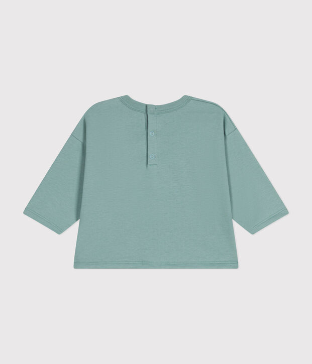 T-shirt a maniche lunghe in jersey sottile neonato verde