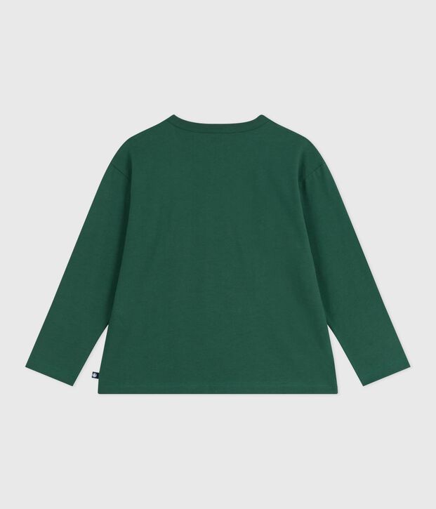T-shirt a maniche lunghe in cotone con stampa bambina verde