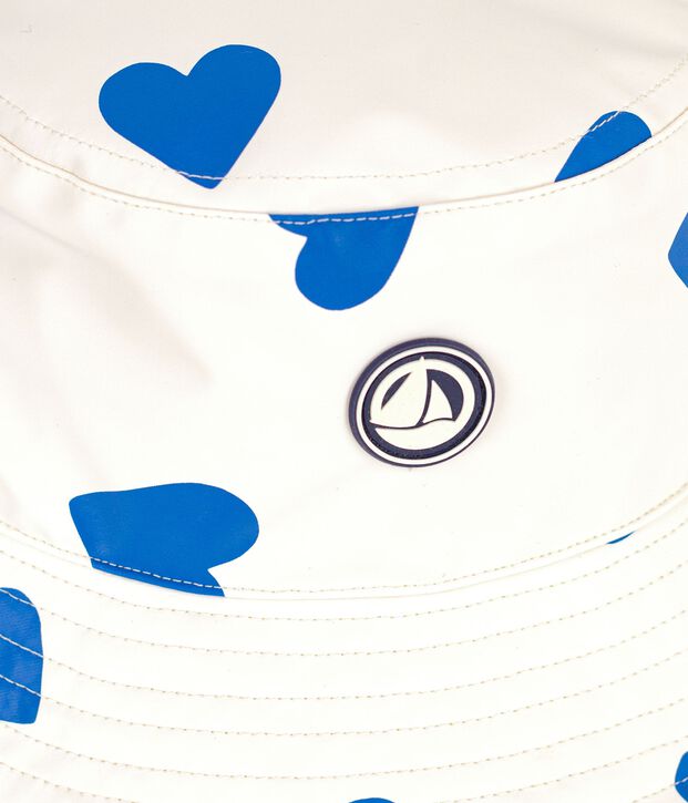 Cappellino alla pescatora con stampa a cuori bambino blu/blu