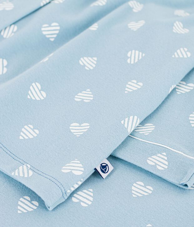 Pigiama in cotone con stampa e bottoni donna verde/bianco