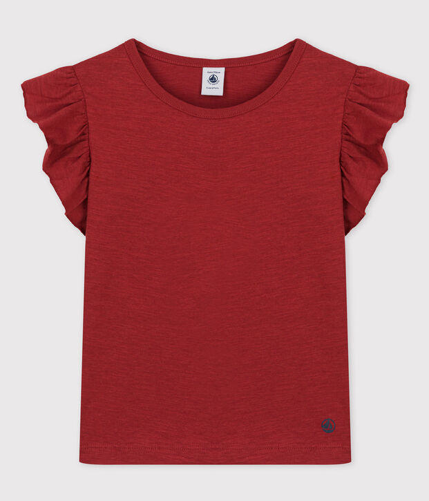 T-shirt a maniche corte in cotone bambina marrone