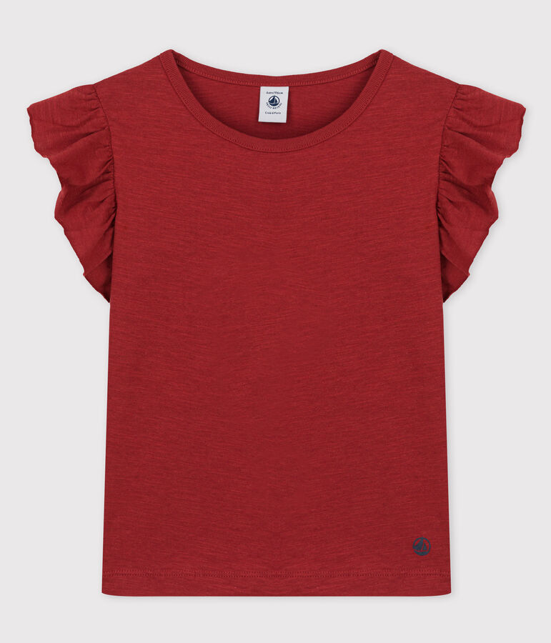 T-shirt a maniche corte in cotone bambina marrone OMBRIE