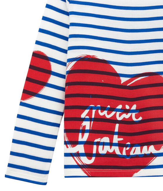 Maglia alla marinara da bambina con decorazioni creative bianco MARSHMALLOW/blu PERSE