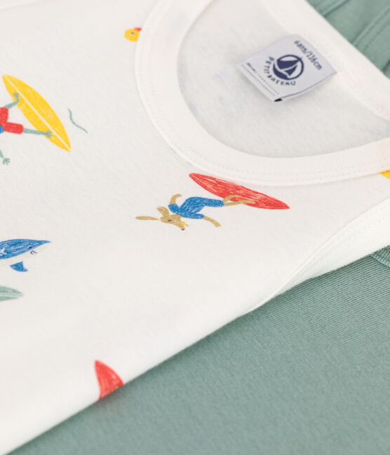 Set di 2 canotte in cotone con surfisti stampati bambino variante 1