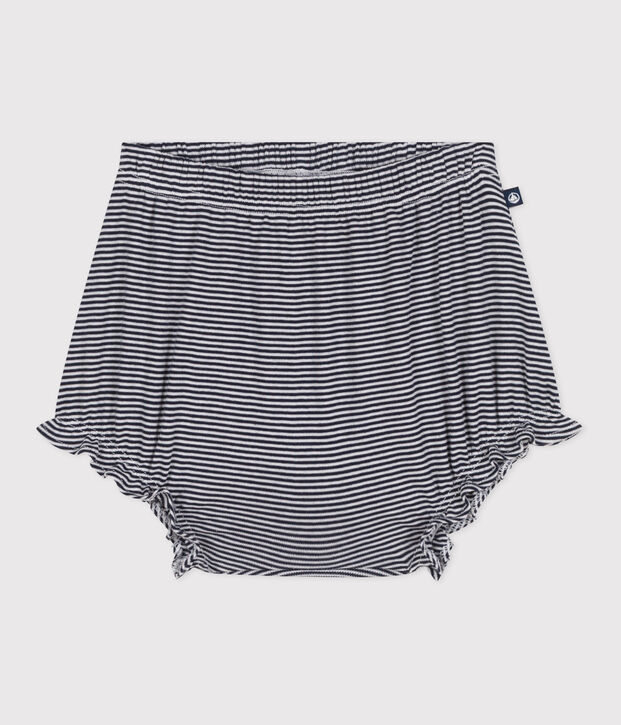 Bloomer in cotone millerighe neonato blu/bianco