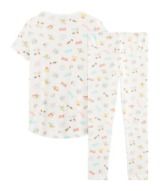 Pigiama bambina a costine bianco MARSHMALLOW/bianco MULTICO