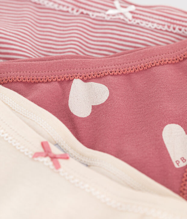 Set di 3 slip a vita alta in cotone a cuori bambino multicolore