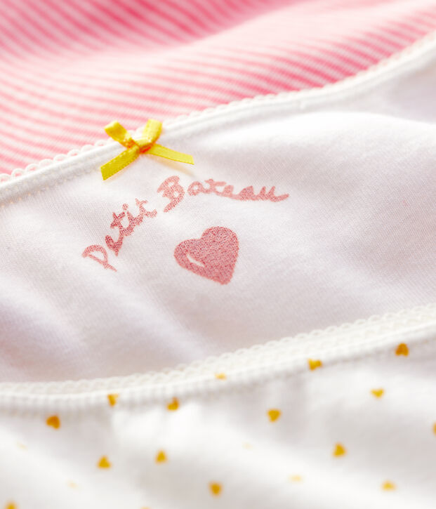 Confezione da 3 mutandine bambina fantasia a cuori in cotone multicolore