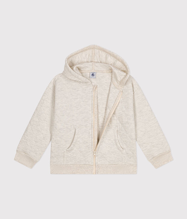 Felpa con zip e cappuccio in tubique trapuntato bambino unisex MONTELIMAR CHINE