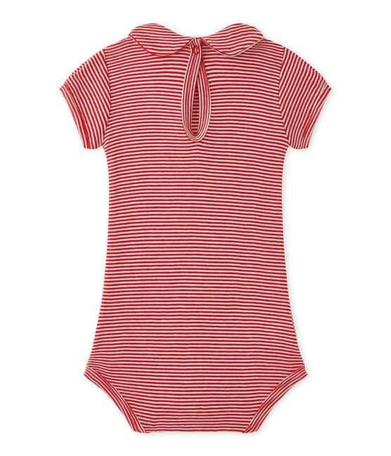 Body bebé bambina con colletto rigato rosso TERKUIT/bianco MARSHMALLOW