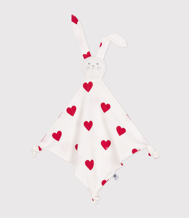 Doudou a forma di cuore in cotone per neonati bianco/rosso