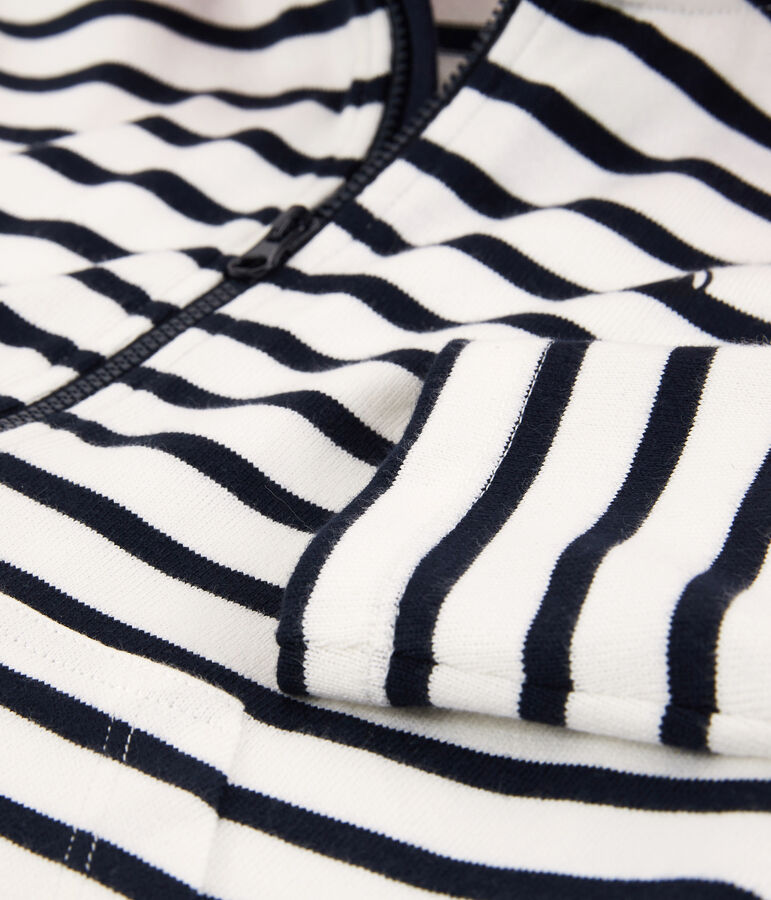 Felpa in cotone con cappuccio bambina/bambino bianco/blu